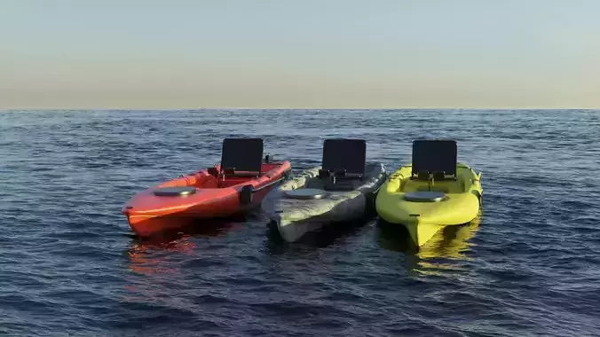Kayak 3D model floating in ocean 3D Model Collection