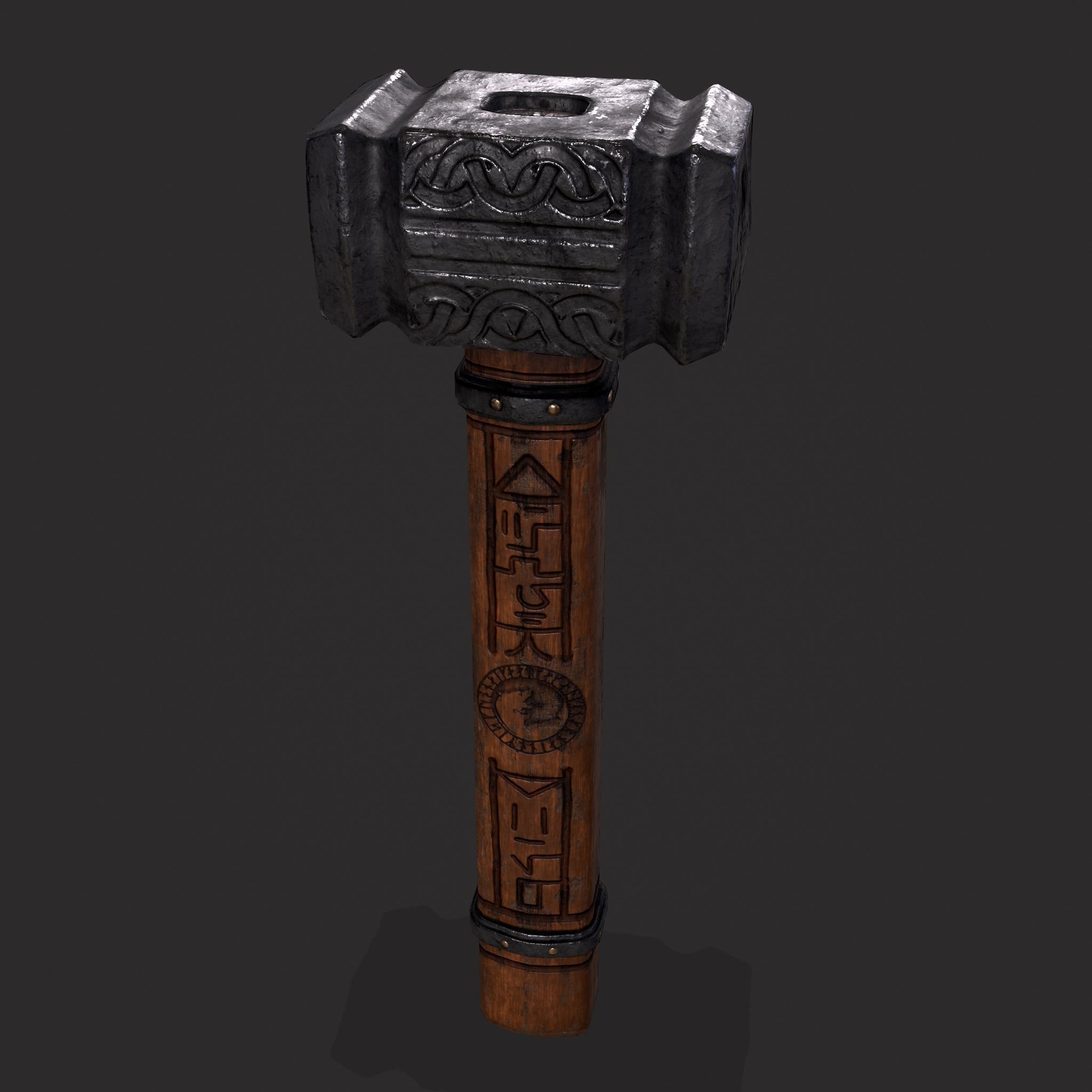 Viking Wolf Hammer Low-poly 3D model_29