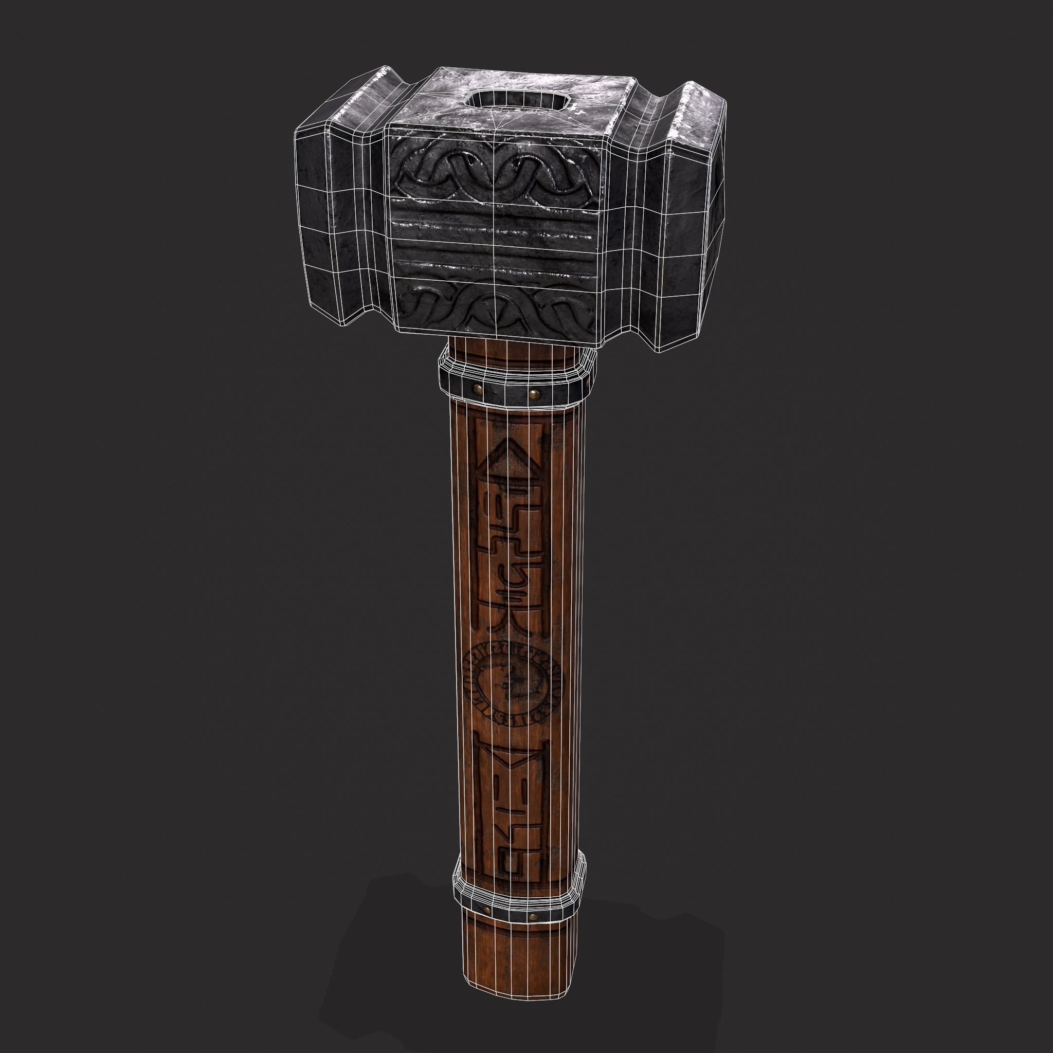 Viking Wolf Hammer Low-poly 3D model_30