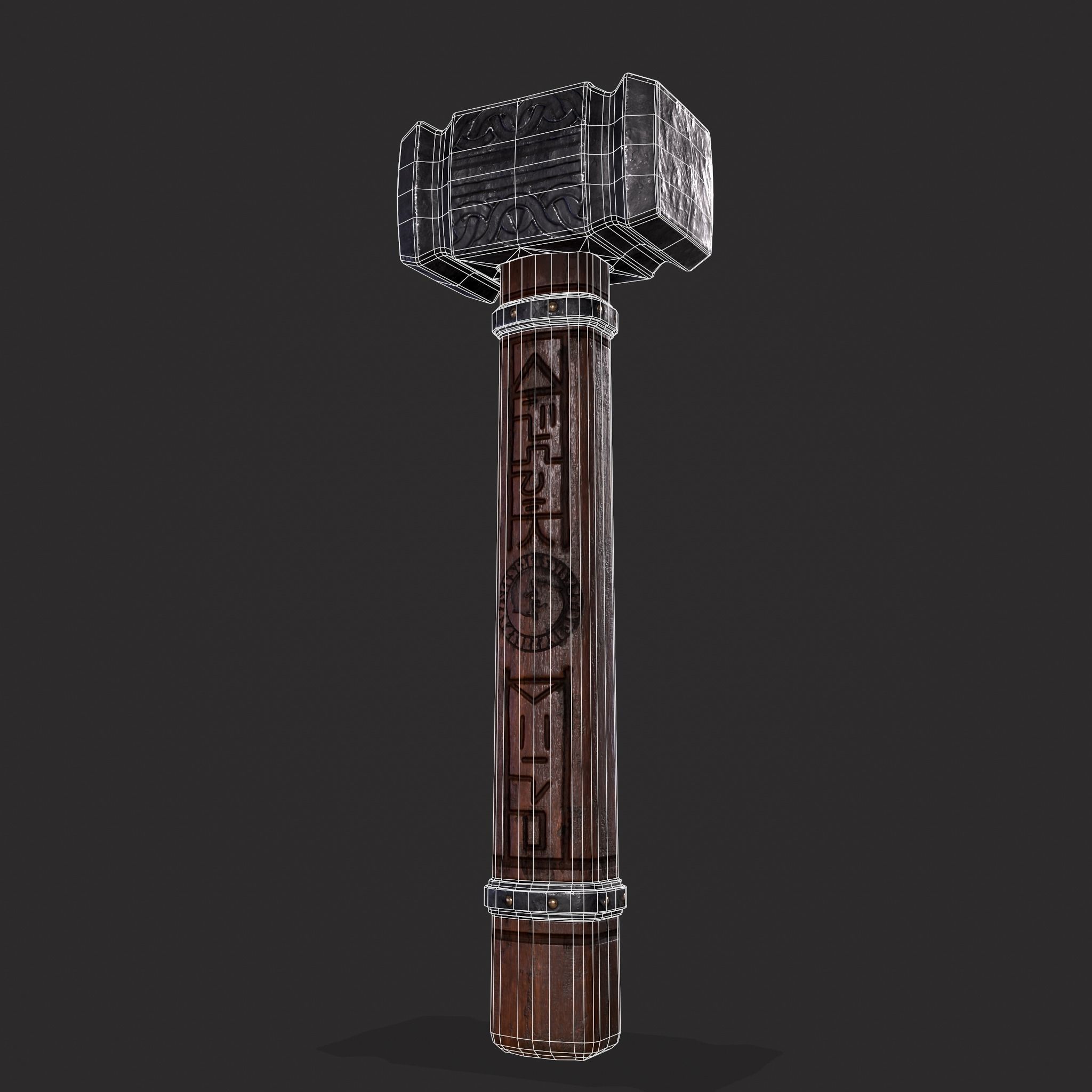 Viking Wolf Hammer Low-poly 3D model_4