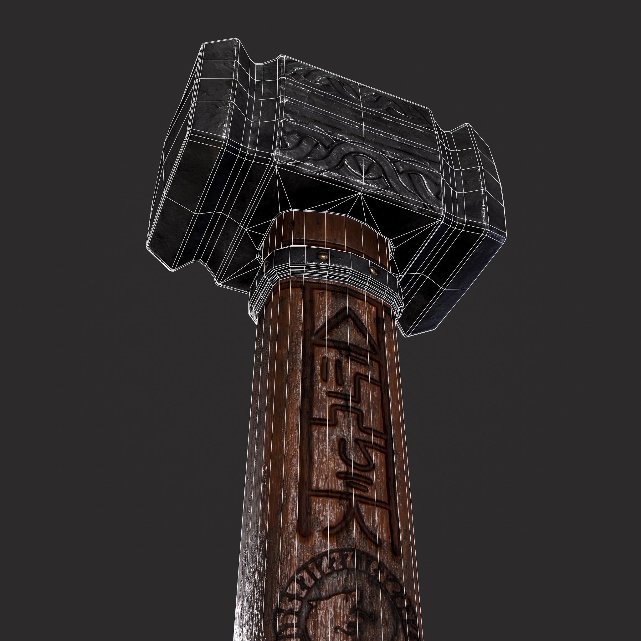 Viking Wolf Hammer Low-poly 3D model_10