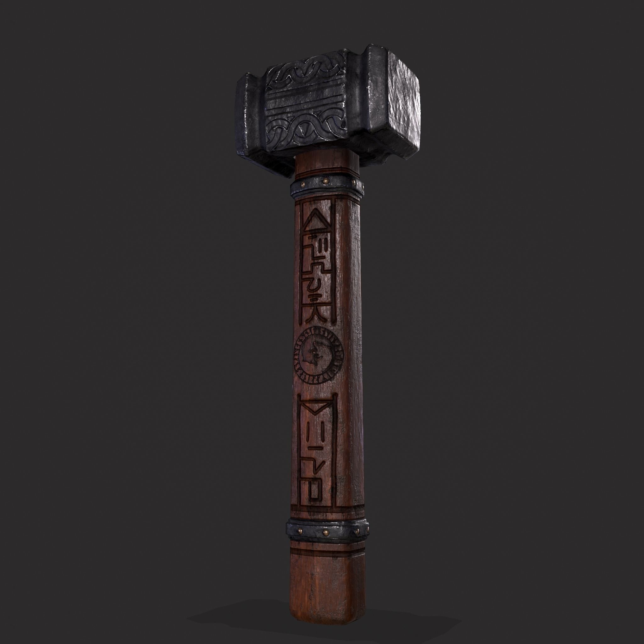 Viking Wolf Hammer Low-poly 3D model_3