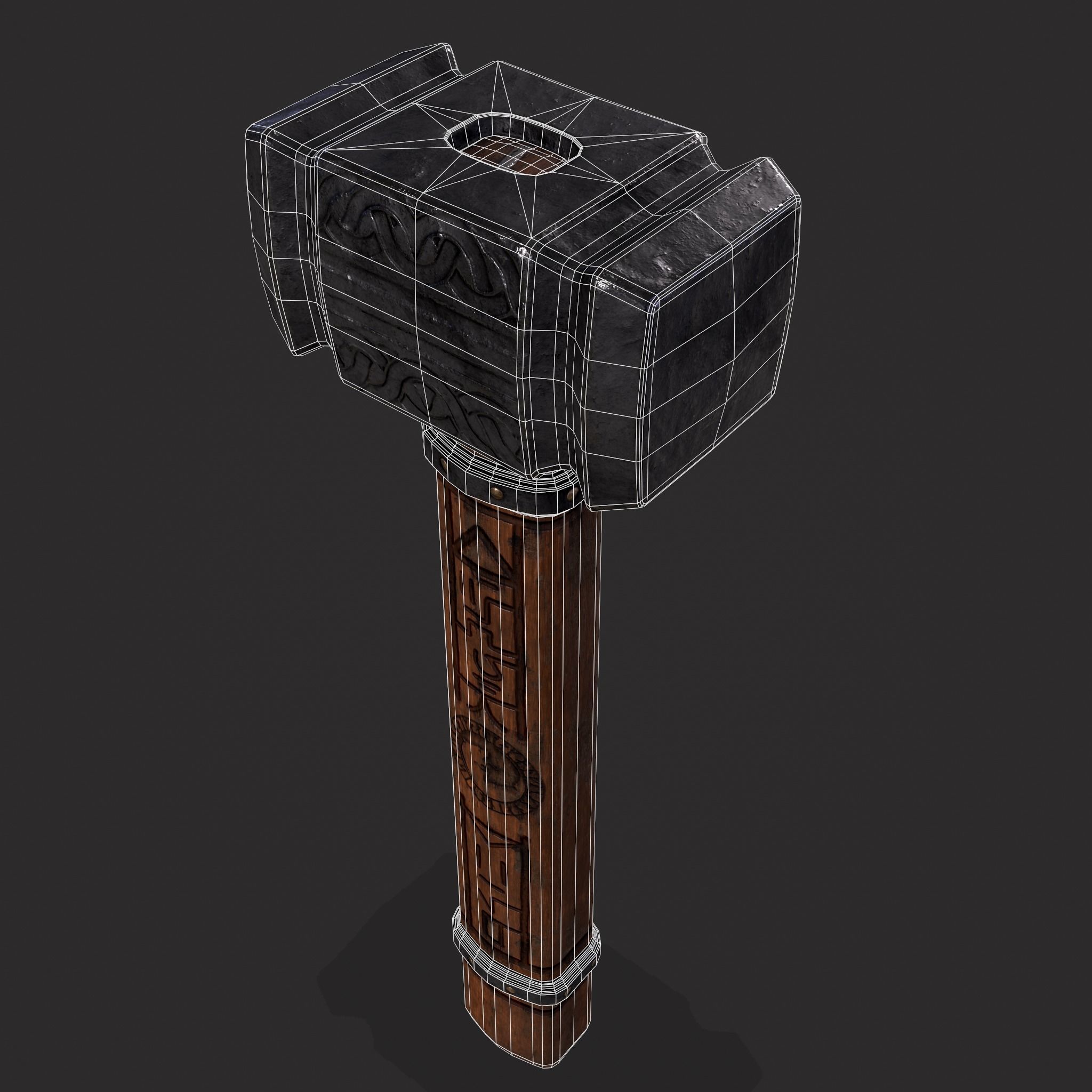 Viking Wolf Hammer Low-poly 3D model_14
