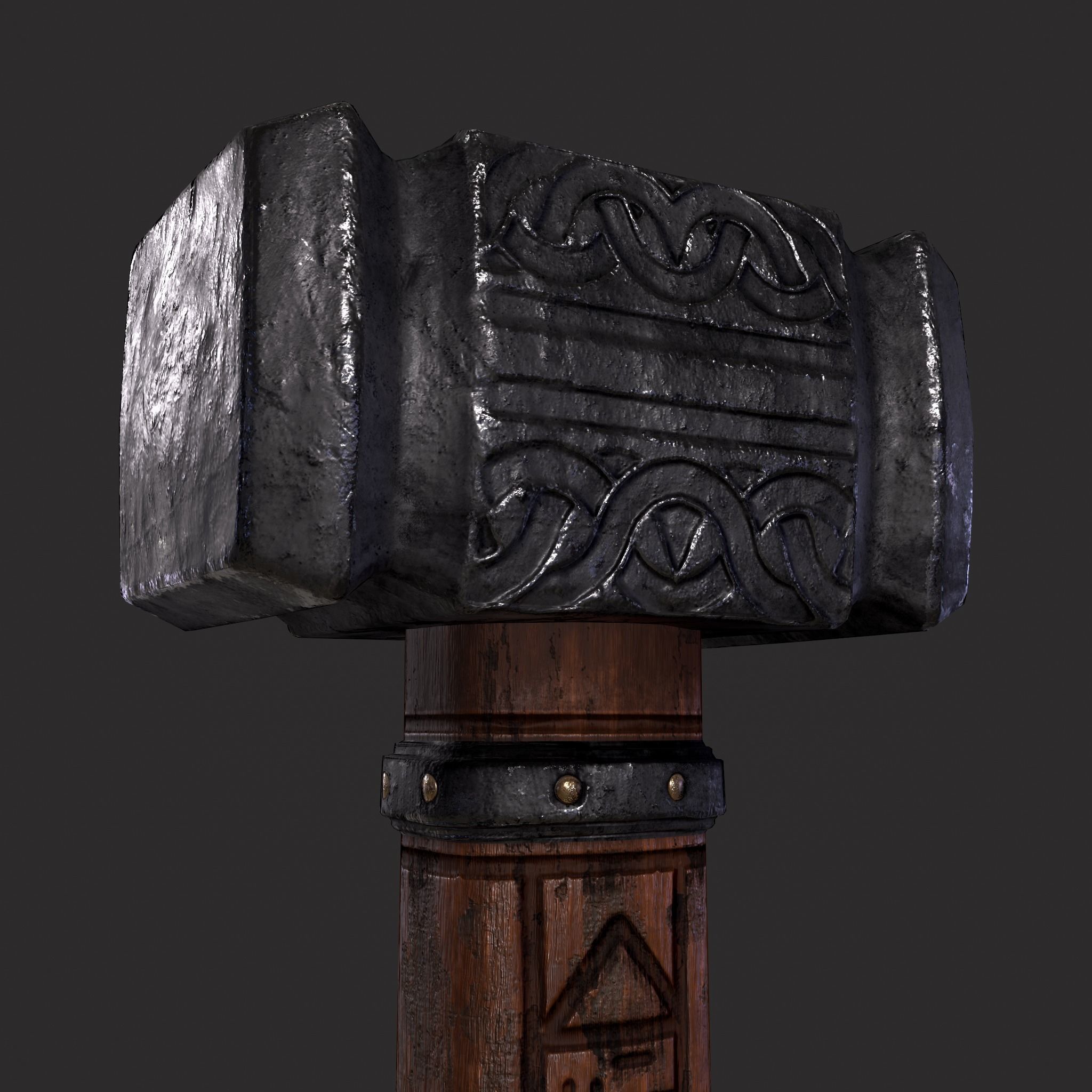 Viking Wolf Hammer Low-poly 3D model_7