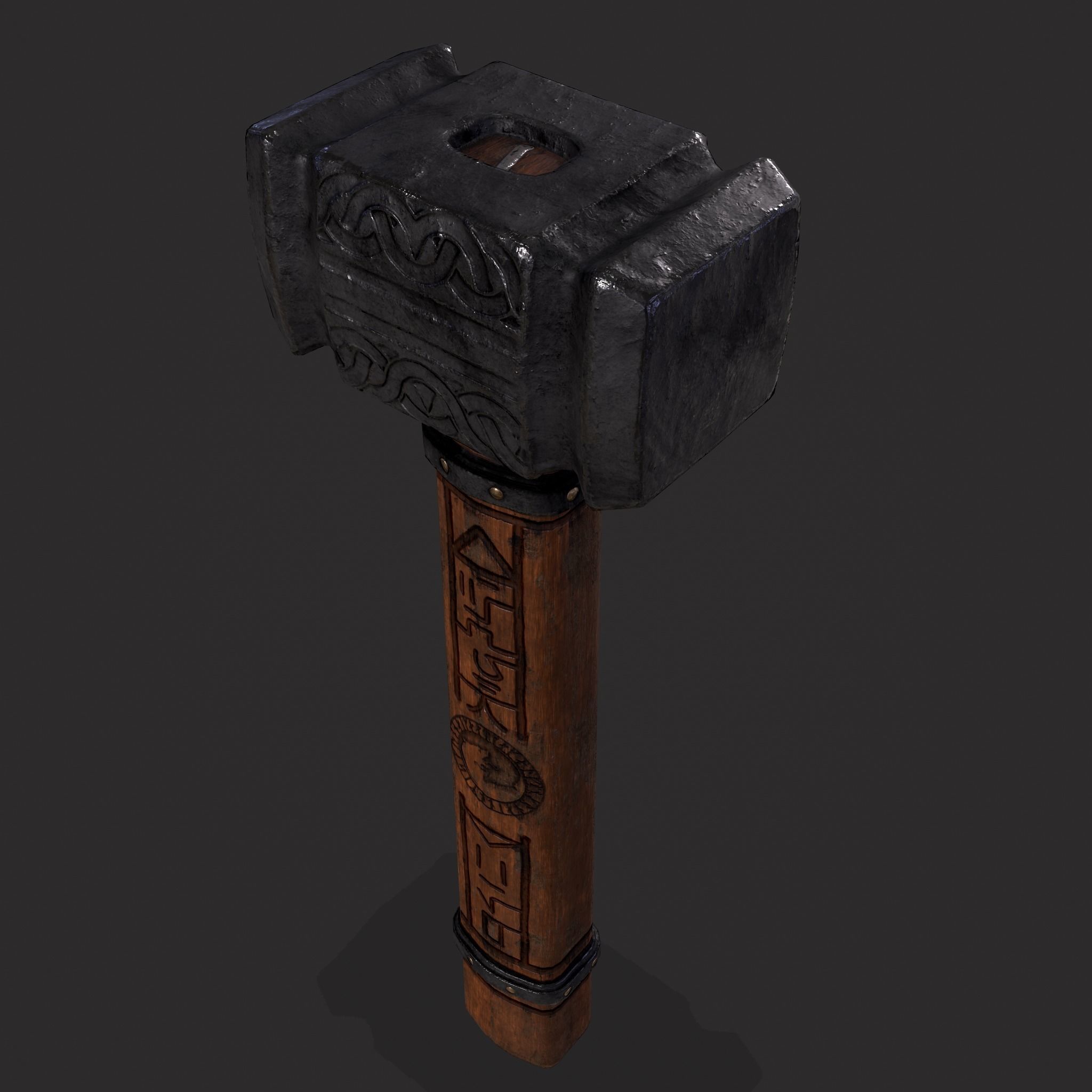 Viking Wolf Hammer Low-poly 3D model_13