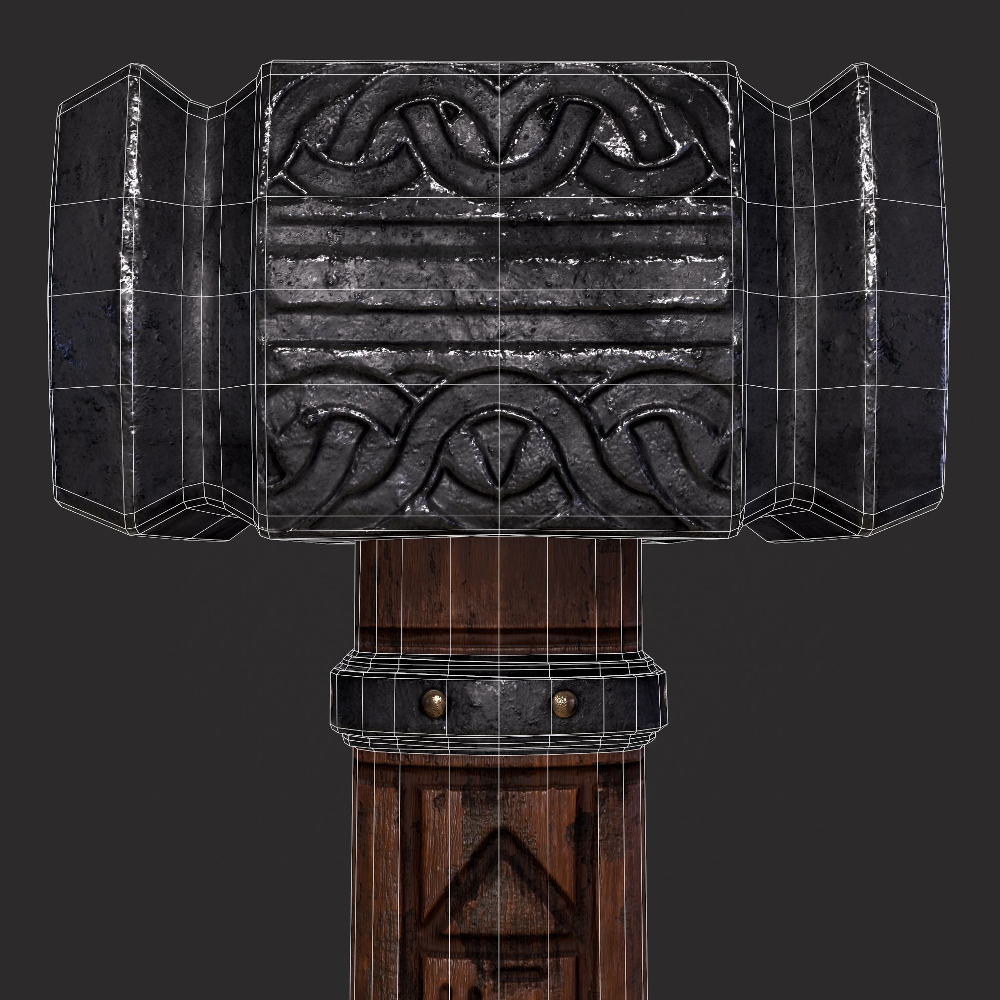 Viking Wolf Hammer Low-poly 3D model_28