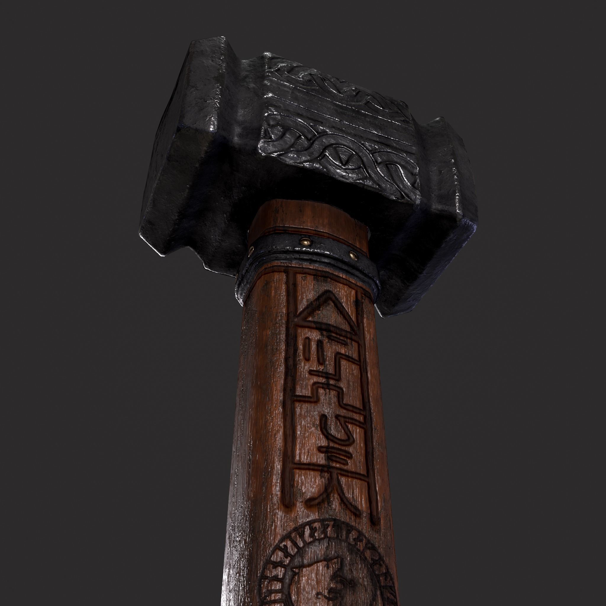 Viking Wolf Hammer Low-poly 3D model_9