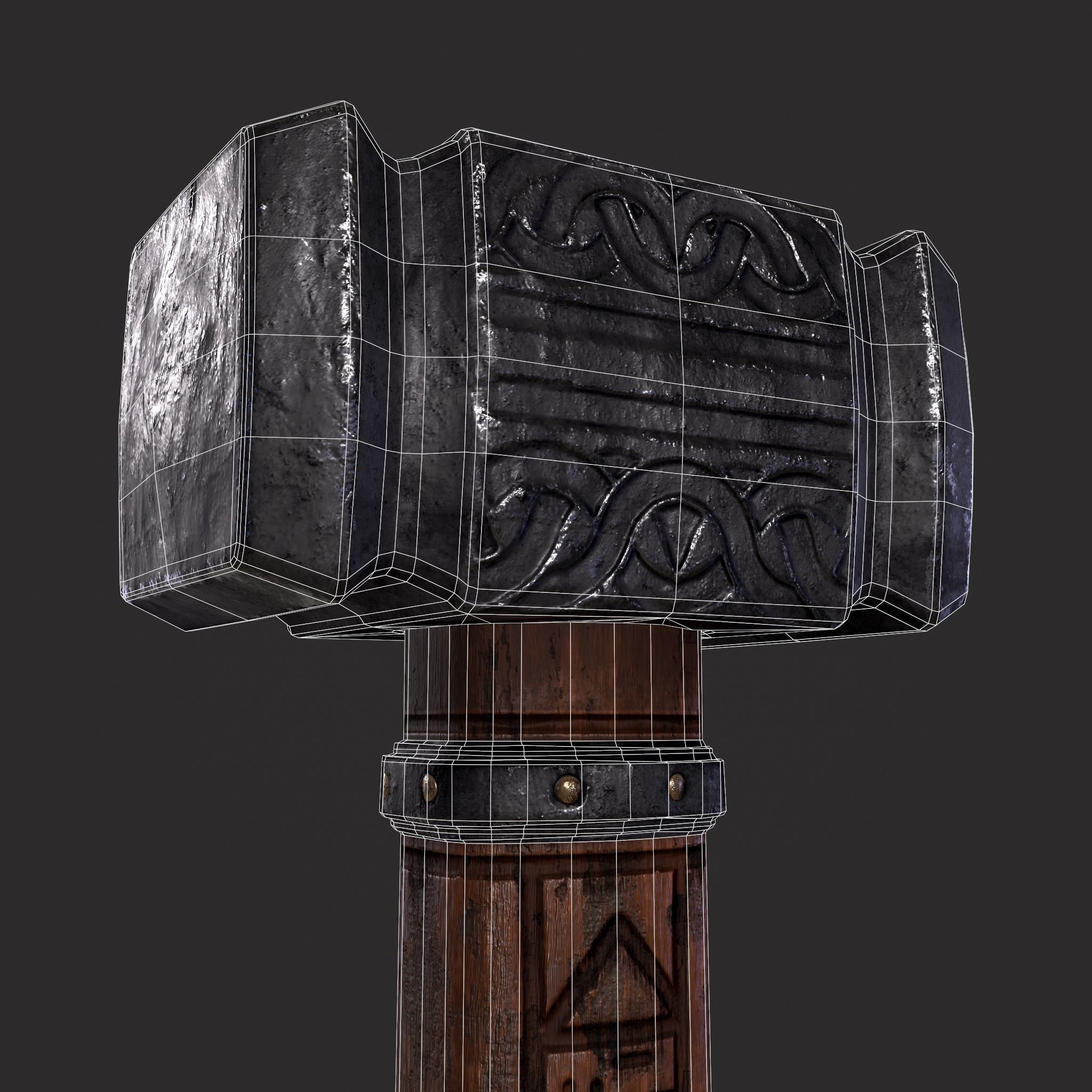 Viking Wolf Hammer Low-poly 3D model_8