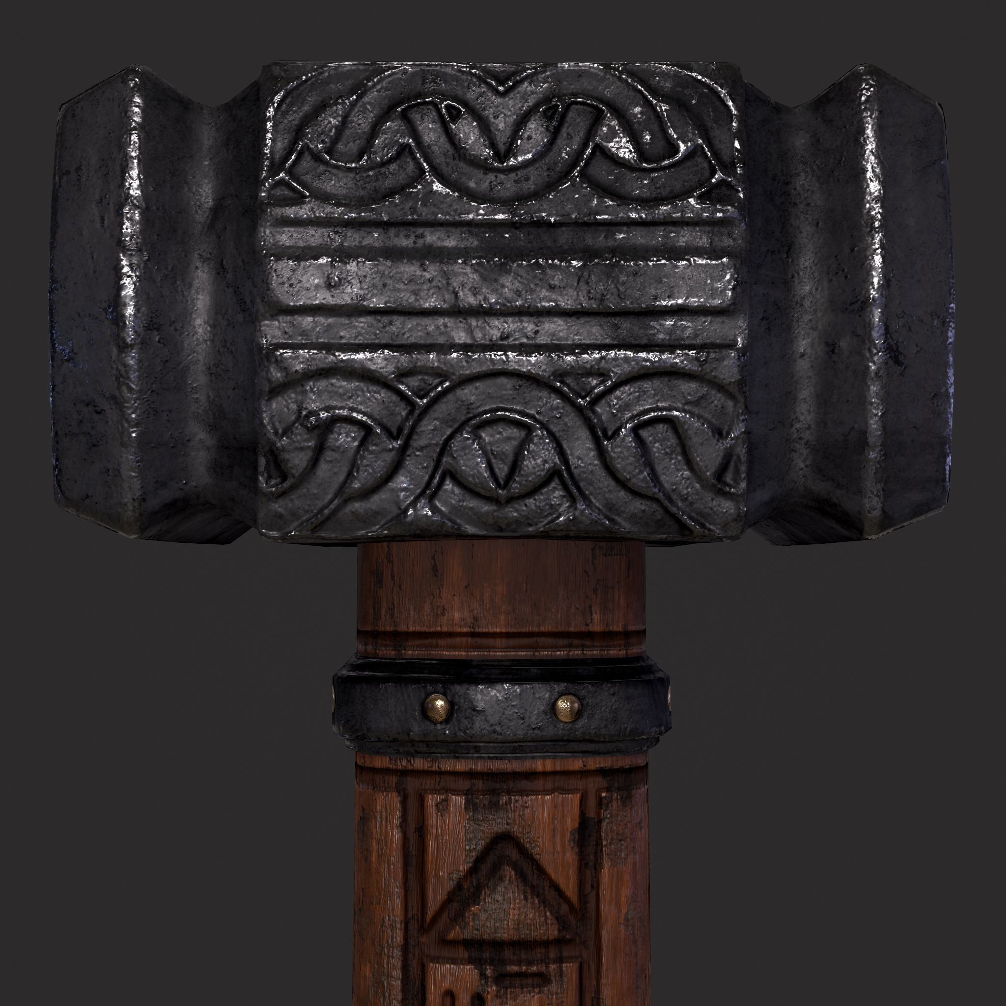 Viking Wolf Hammer Low-poly 3D model_27