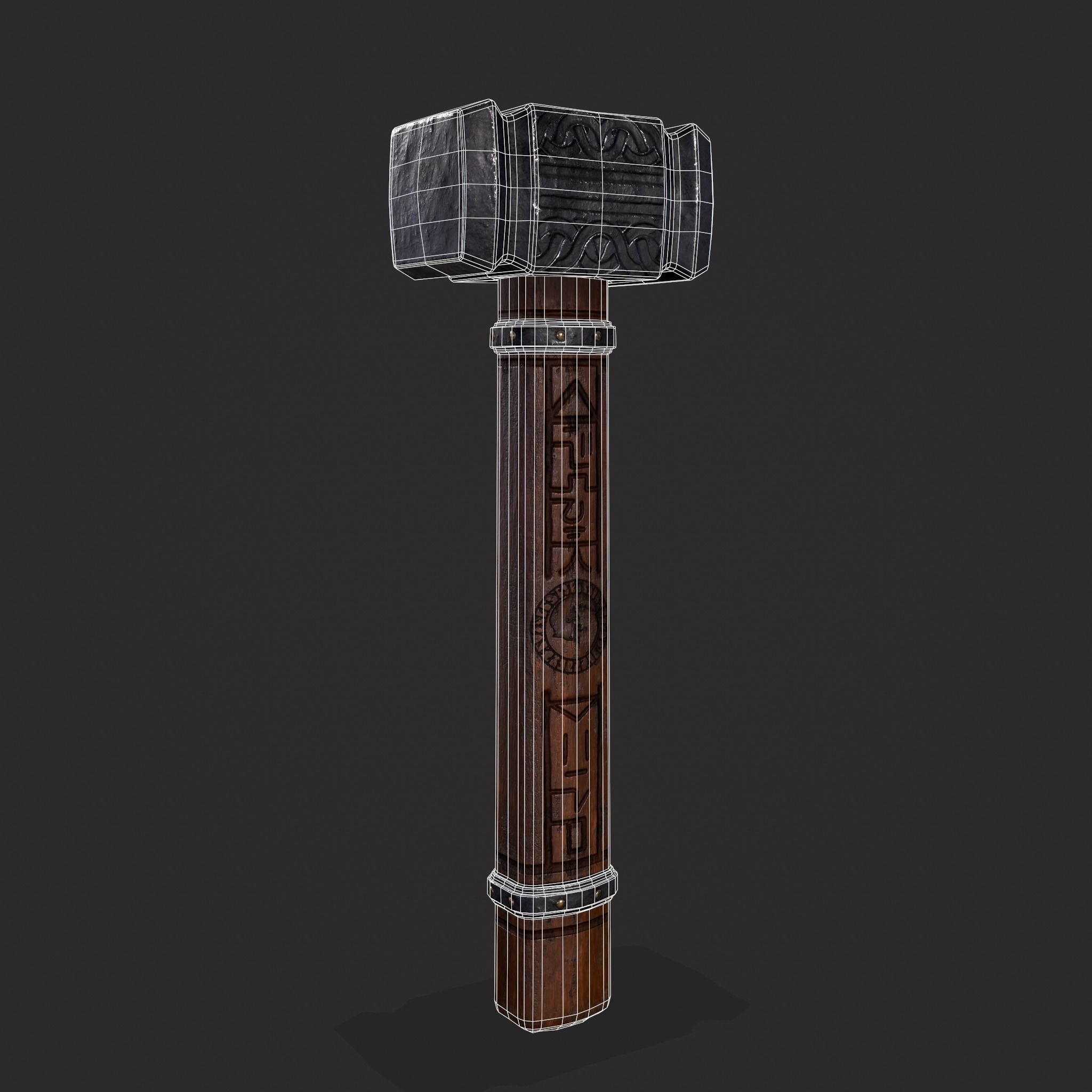Viking Wolf Hammer Low-poly 3D model_2