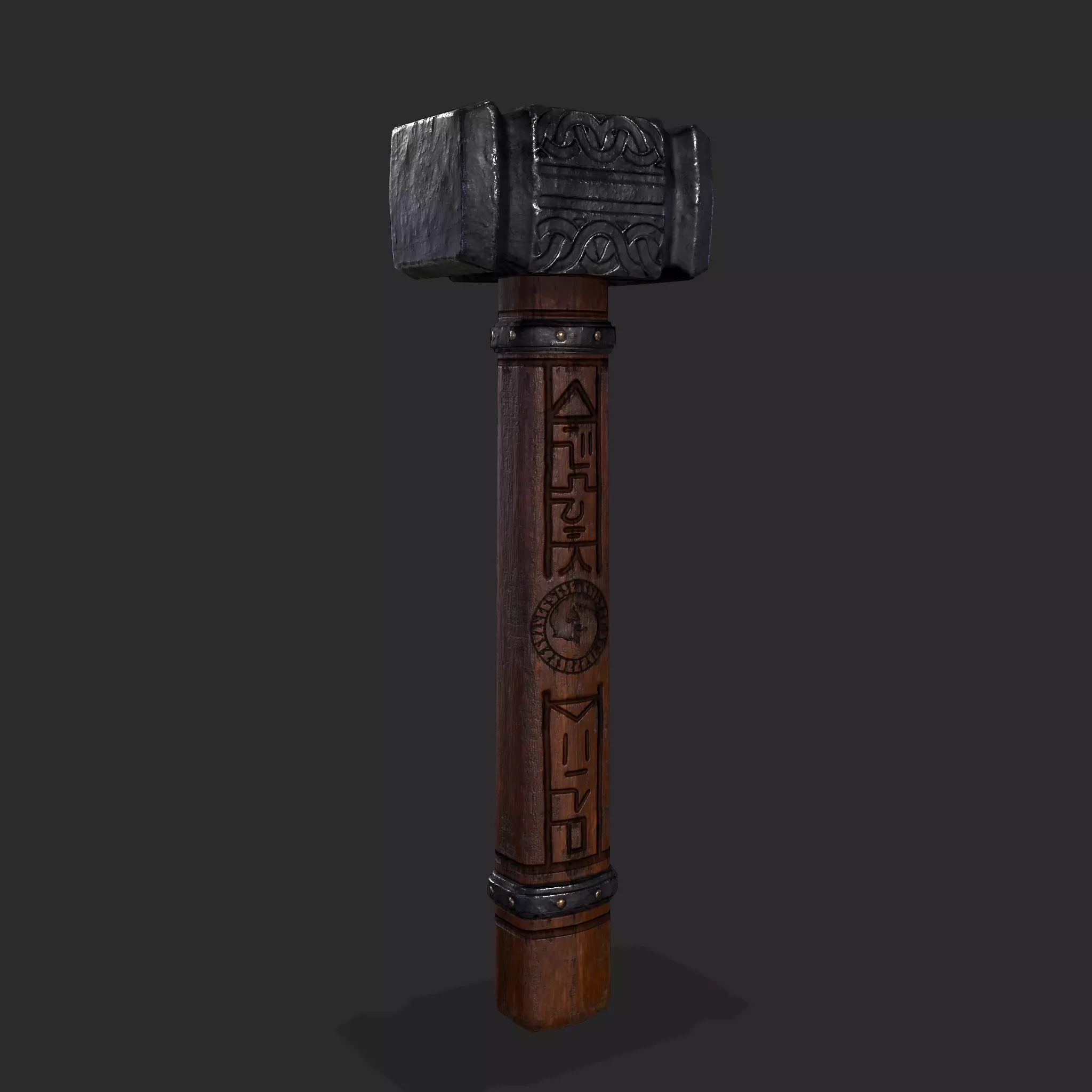 Viking Wolf Hammer Low-poly 3D model_0