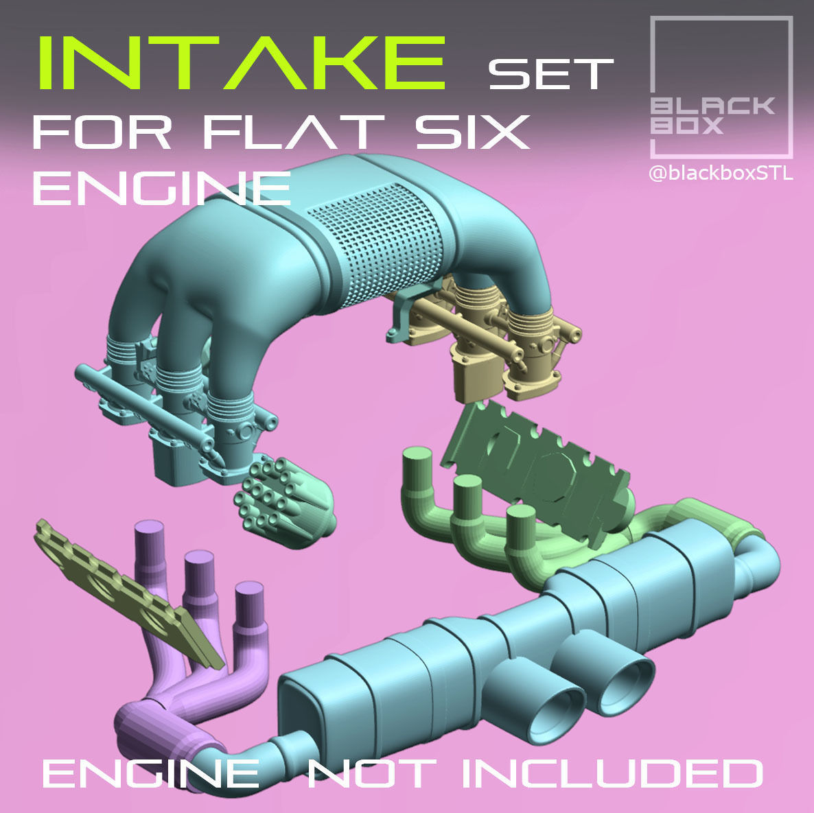 AIR INTAKE SET FOR Flat six ENGINE 1-24th 3D model 3D printable | CGTrader