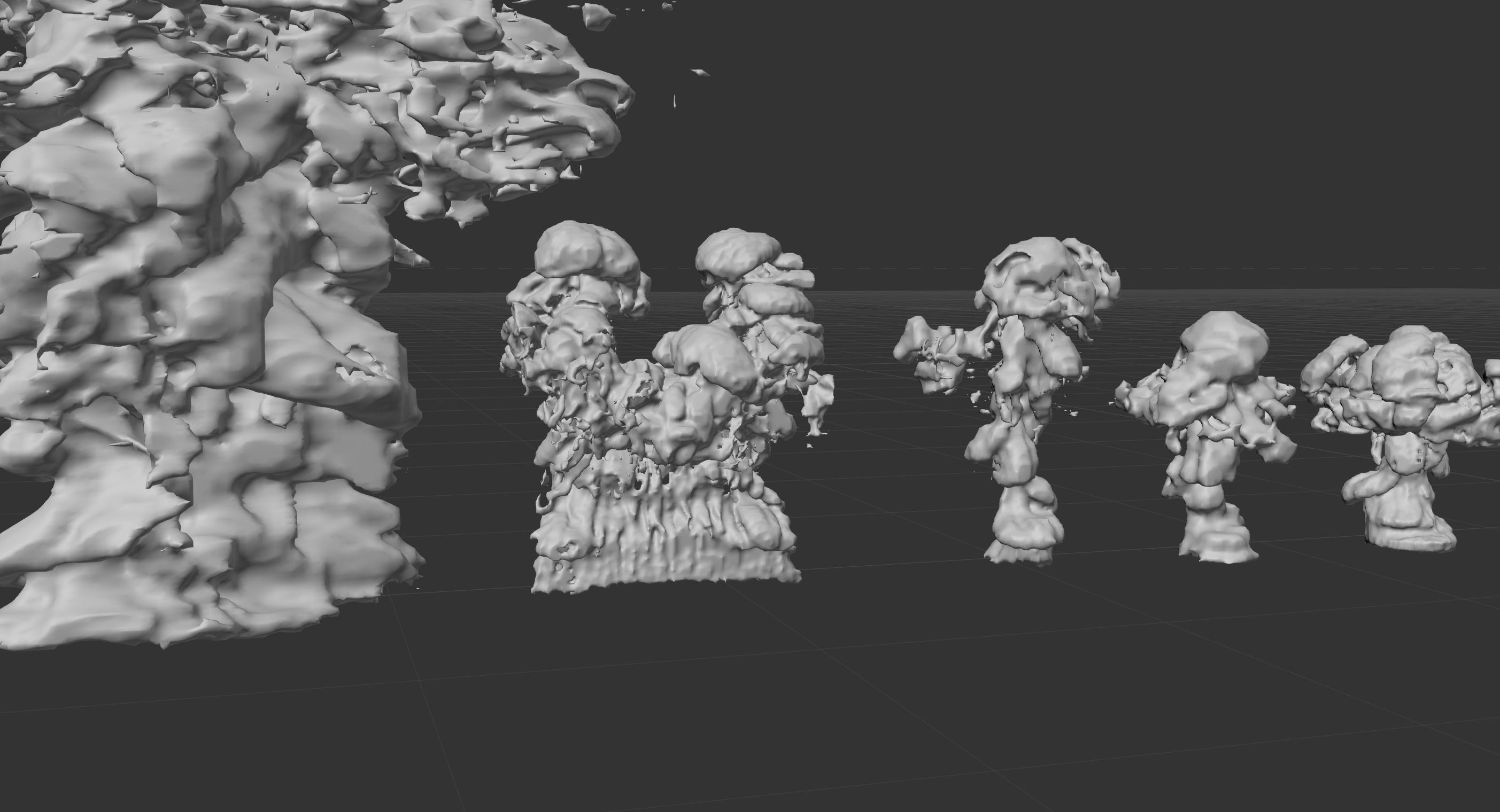 set of smoky fire explosion models 3D model_2