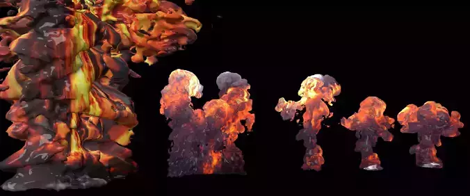set of smoky fire explosion models