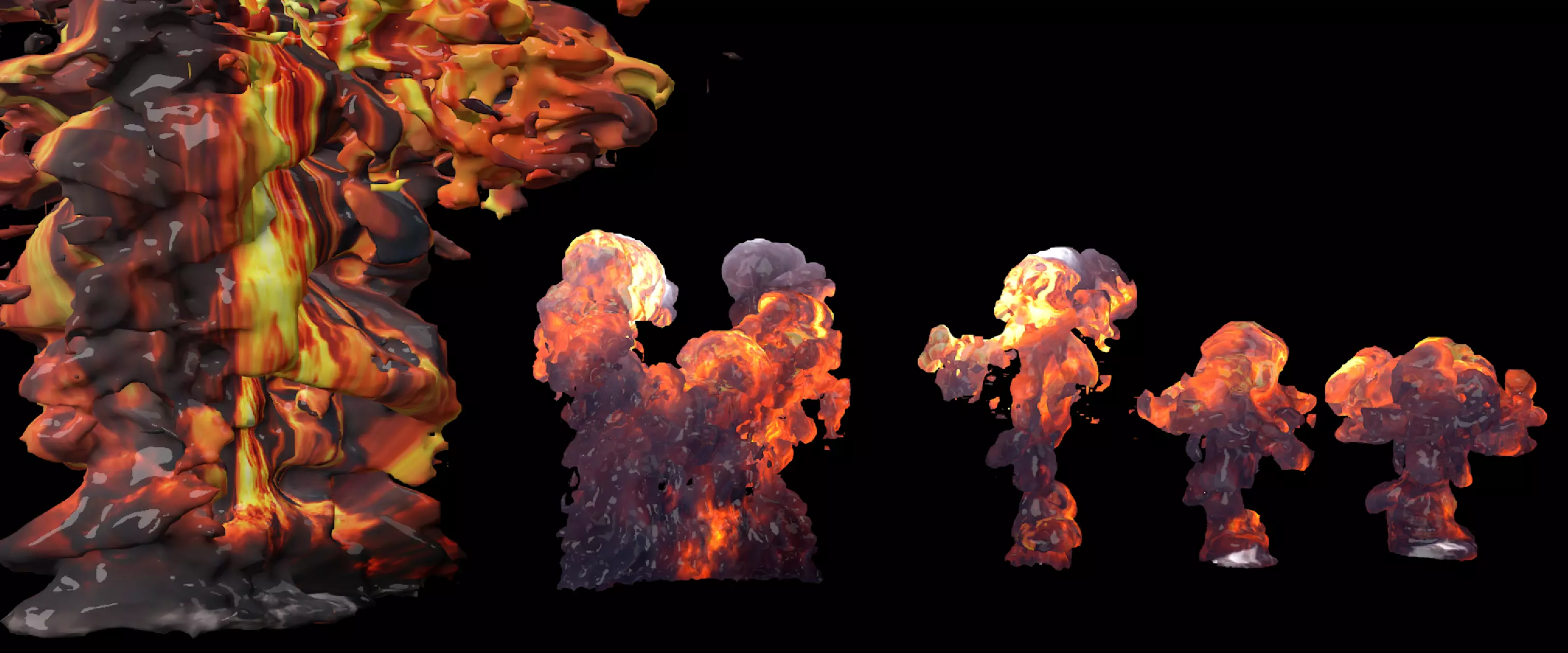 set of smoky fire explosion models 3D model_0