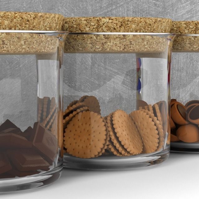 Kitchen set - sweets in jars Free 3D model_2