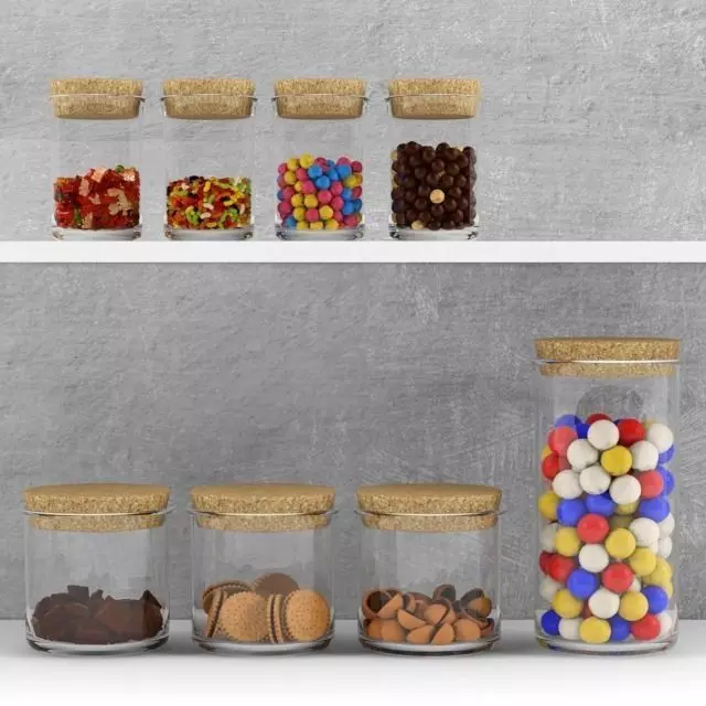 Kitchen set - sweets in jars Free 3D model