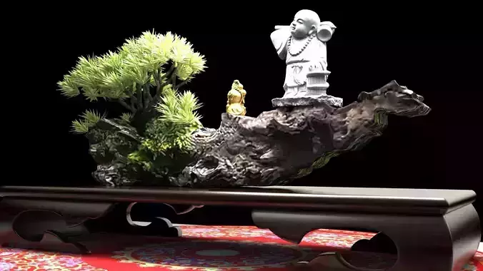 Chinese gourd  with Buddha  monk 