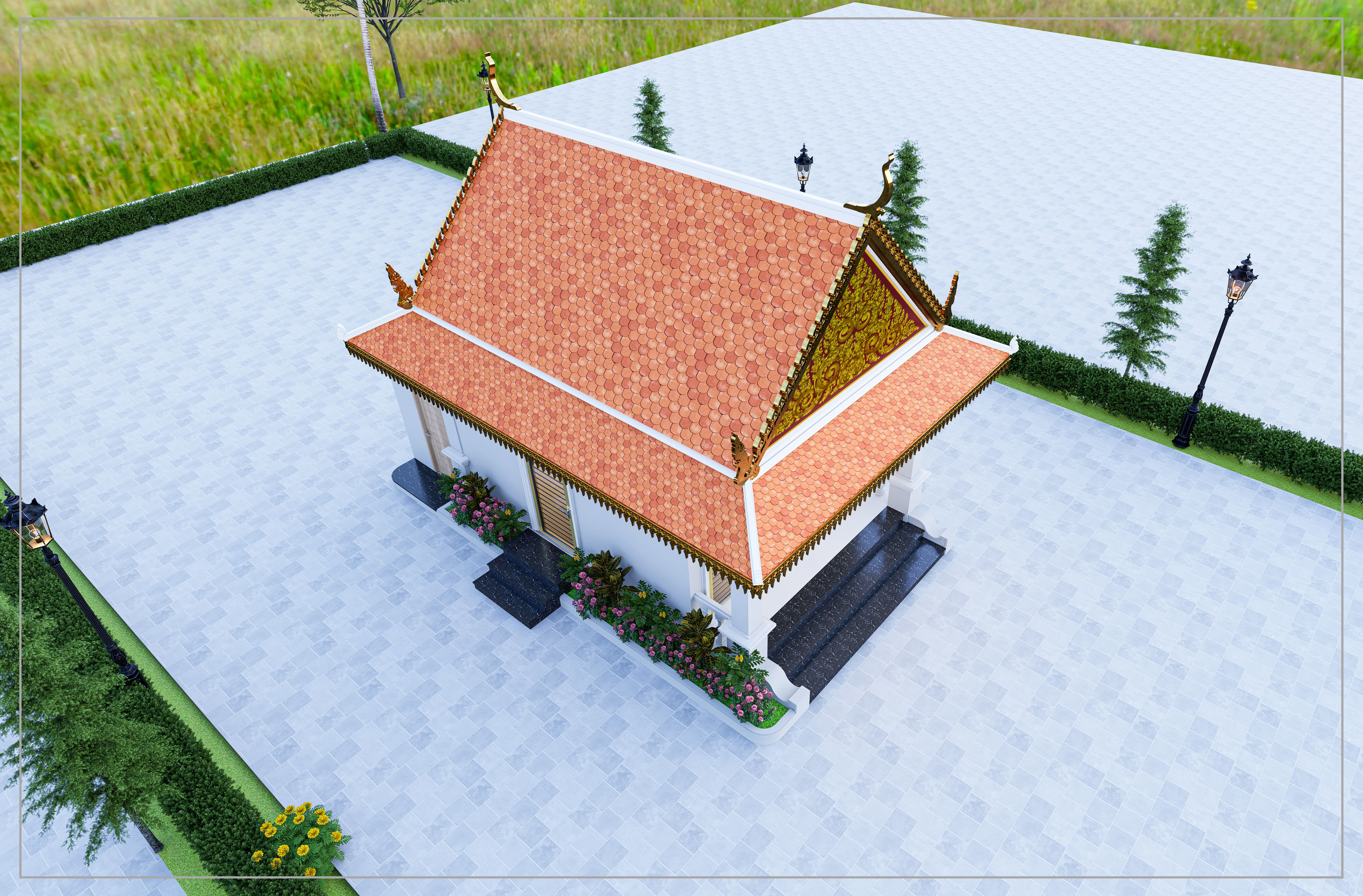 Khmer Part of pagoda Building Ho Tray 3D model_3