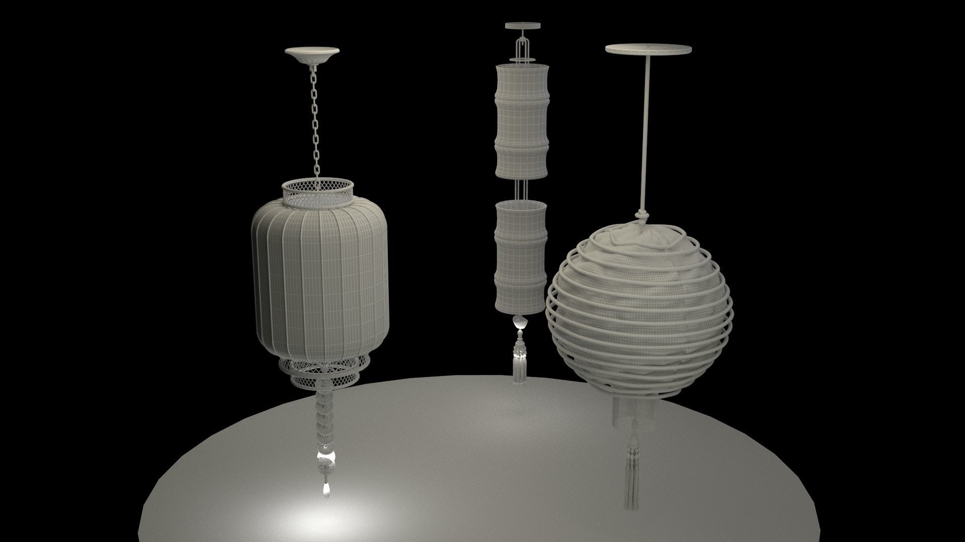 Chinese  red lantern  3D model_6