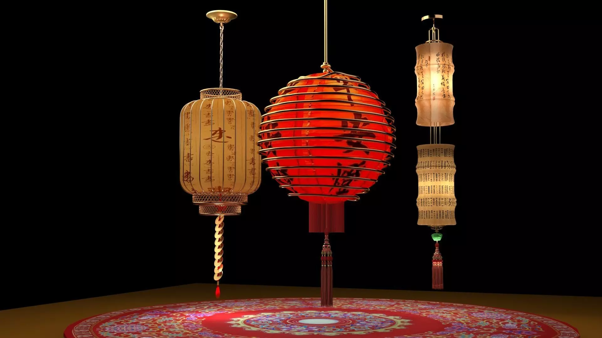 Chinese  red lantern  3D model_0