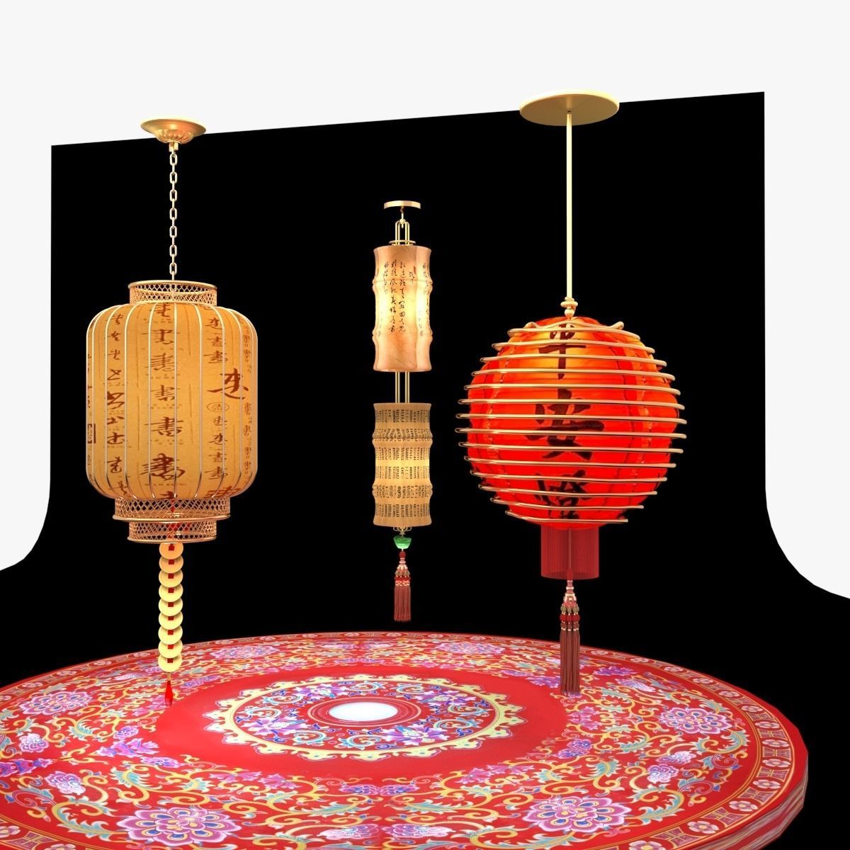 Chinese  red lantern  3D model_8