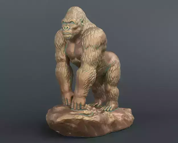 Gorilla bronze statue of 3D print model