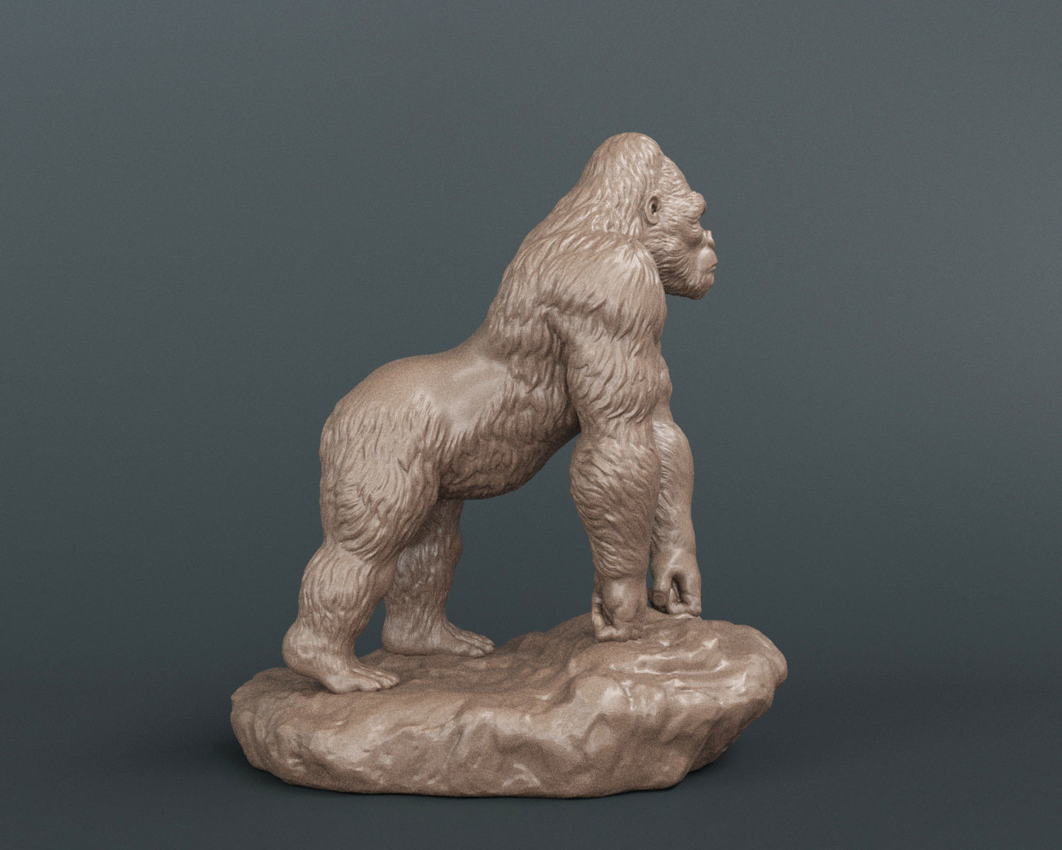 Gorilla bronze statue of 3D print model_7