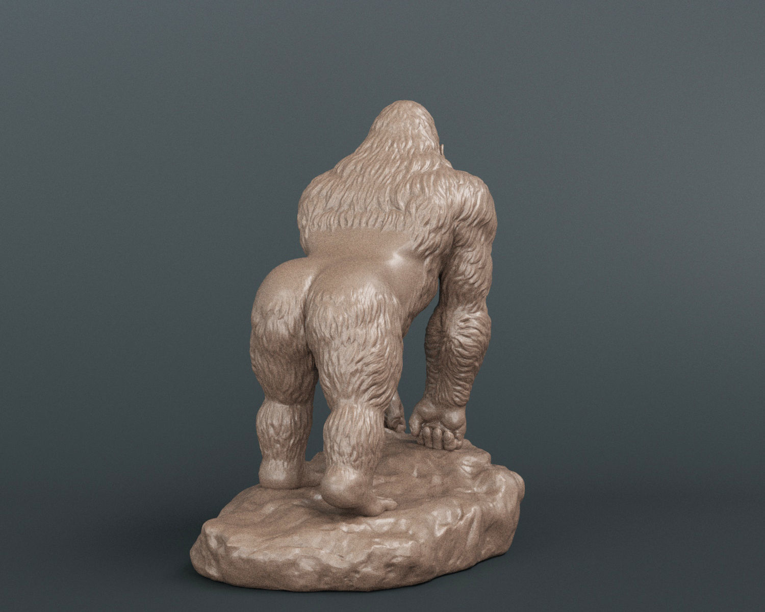 Gorilla bronze statue of 3D print model_6