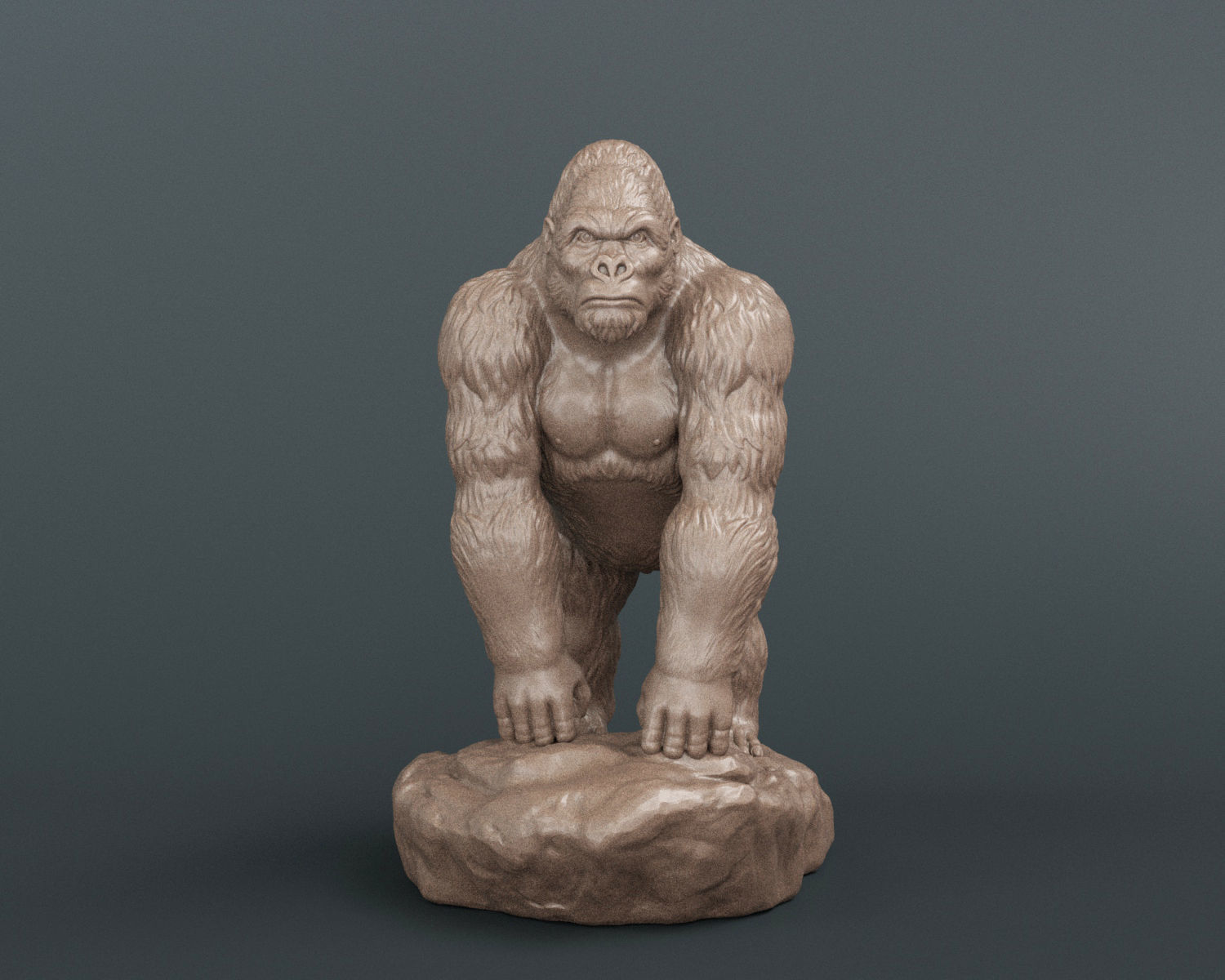 Gorilla bronze statue of 3D print model_4