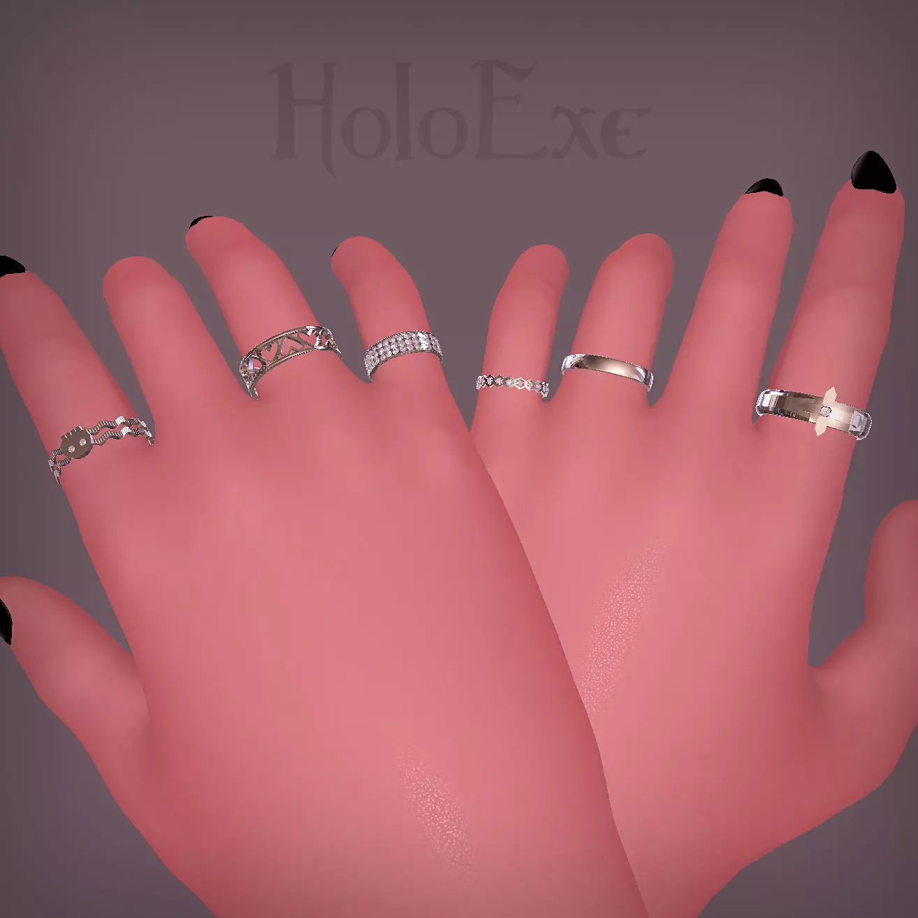 3D model Ring Pack - 7 rings VR / AR / low-poly | CGTrader