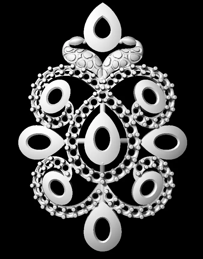 Sidepiece silver pendant with ornate design 3D print model_0