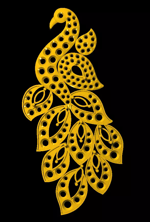 Sidepiece peacock embroidery design 3D print model_0