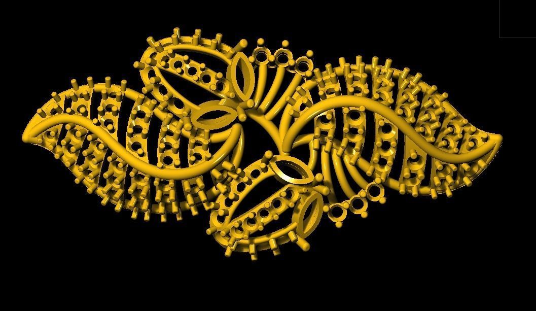 Sidepiece peacock embroidery design 3D print model_2