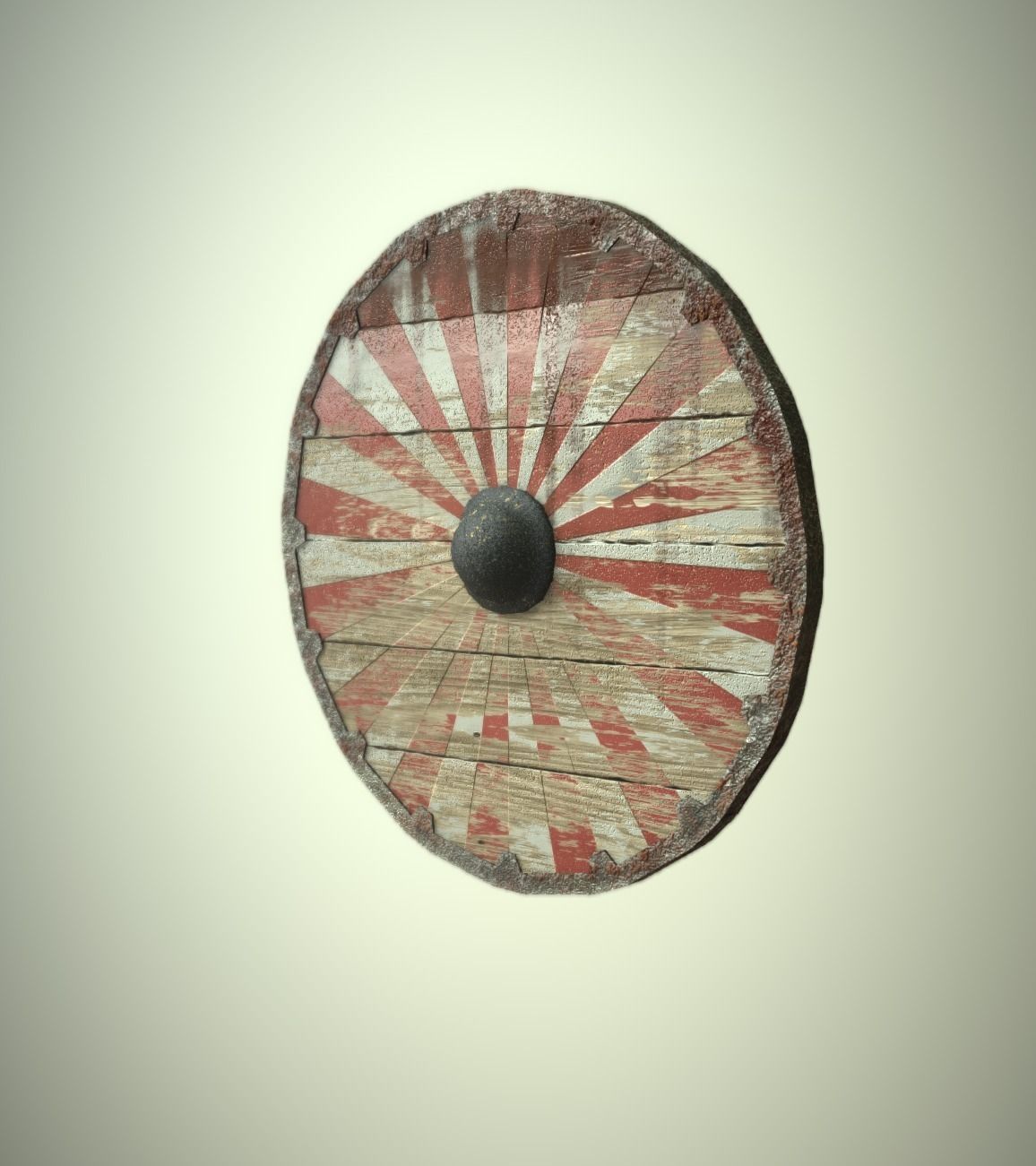 Striped Viking Medieval Shield LP PBR game ready 3x colour Low-poly 3D model_1