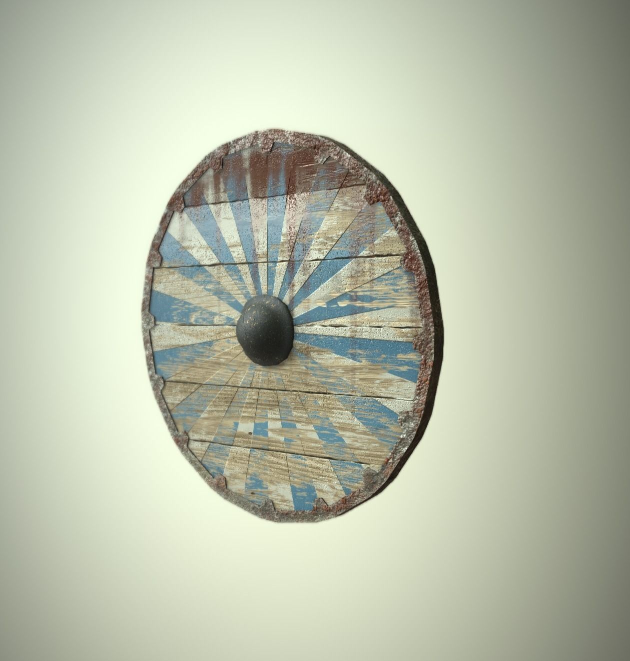 Striped Viking Medieval Shield LP PBR game ready 3x colour Low-poly 3D model_2