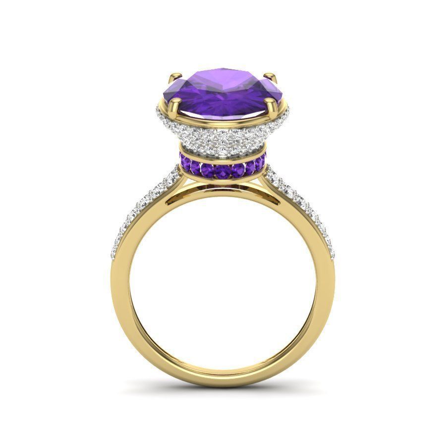 Diamond Trellis Engagement Oval Stone ring 3D print model_3