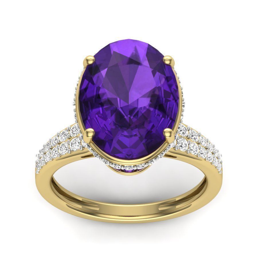 Diamond Trellis Engagement Oval Stone ring 3D print model_2