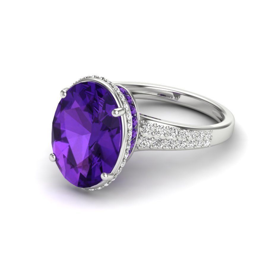 Diamond Trellis Engagement Oval Stone ring 3D print model_8