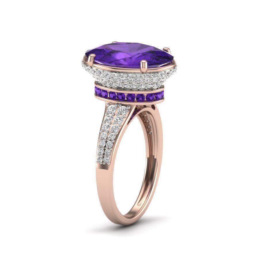 Diamond Trellis Engagement Oval Stone ring 3D print model_11