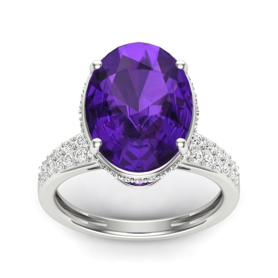 Diamond Trellis Engagement Oval Stone ring 3D print model_14