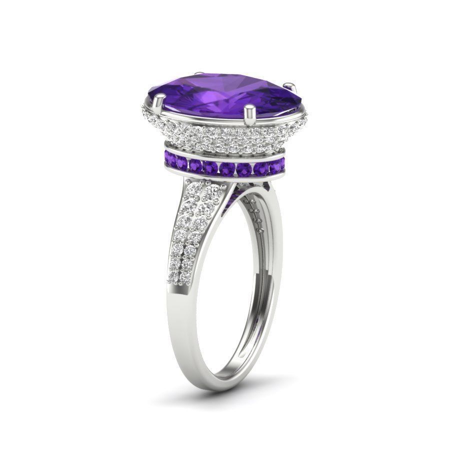 Diamond Trellis Engagement Oval Stone ring 3D print model_7