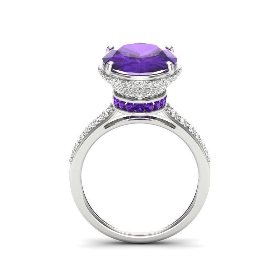 Diamond Trellis Engagement Oval Stone ring 3D print model_15