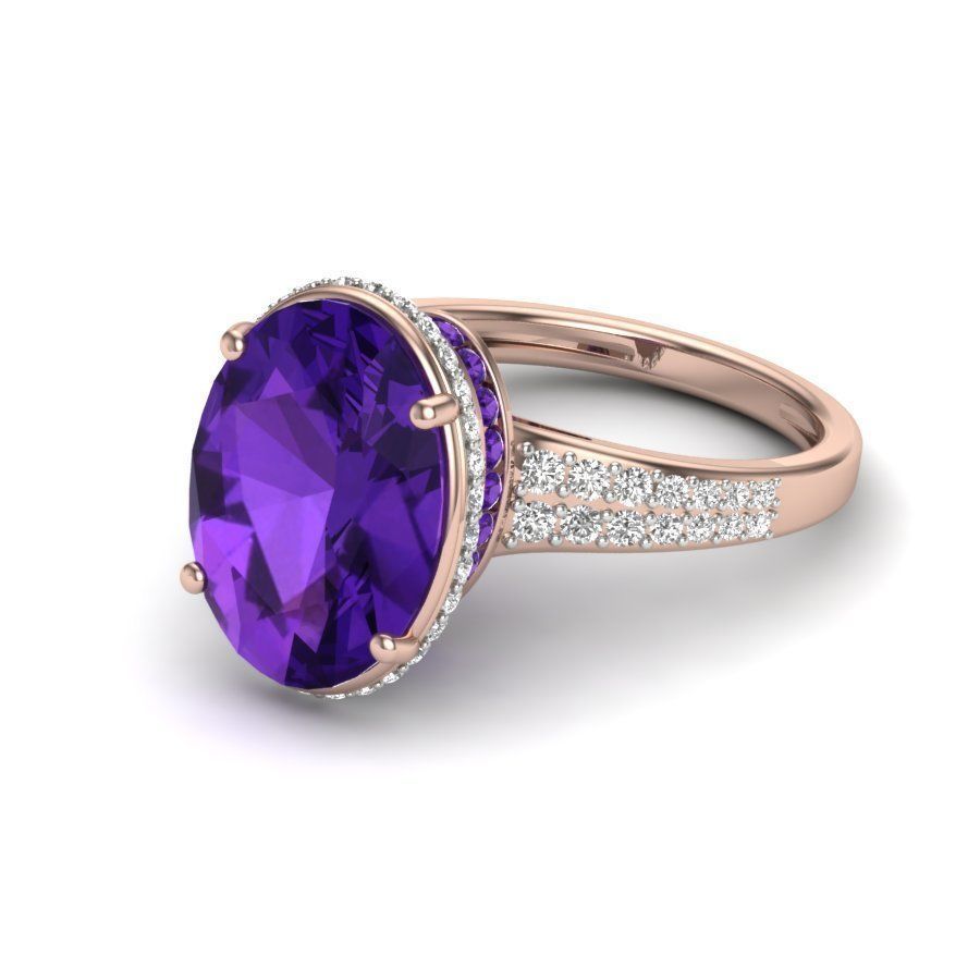 Diamond Trellis Engagement Oval Stone ring 3D print model_12