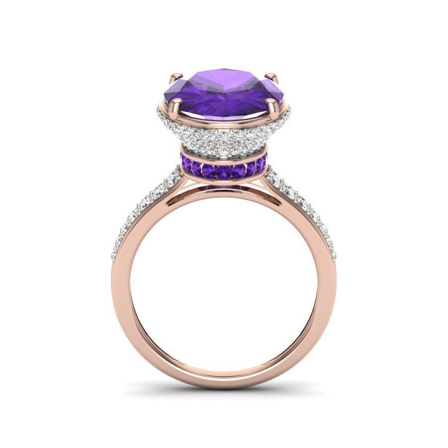 Diamond Trellis Engagement Oval Stone ring 3D print model_10