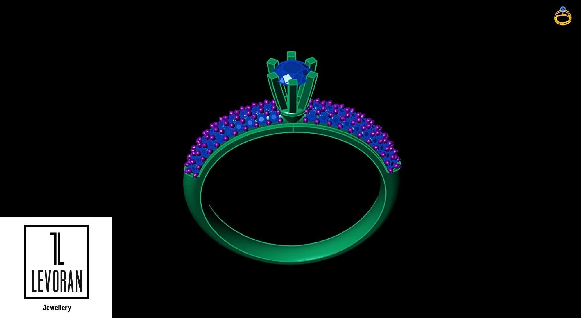 Solitaire pave ring stl file 3D print model_10