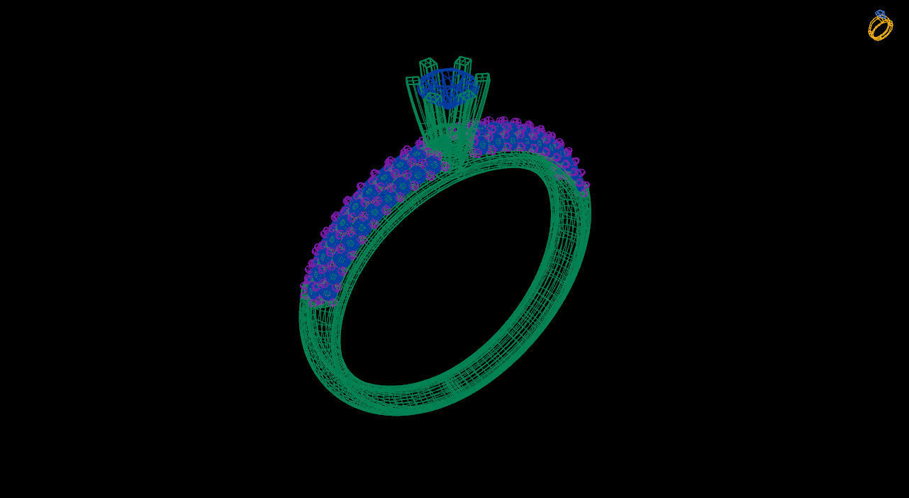 Solitaire pave ring stl file 3D print model_12