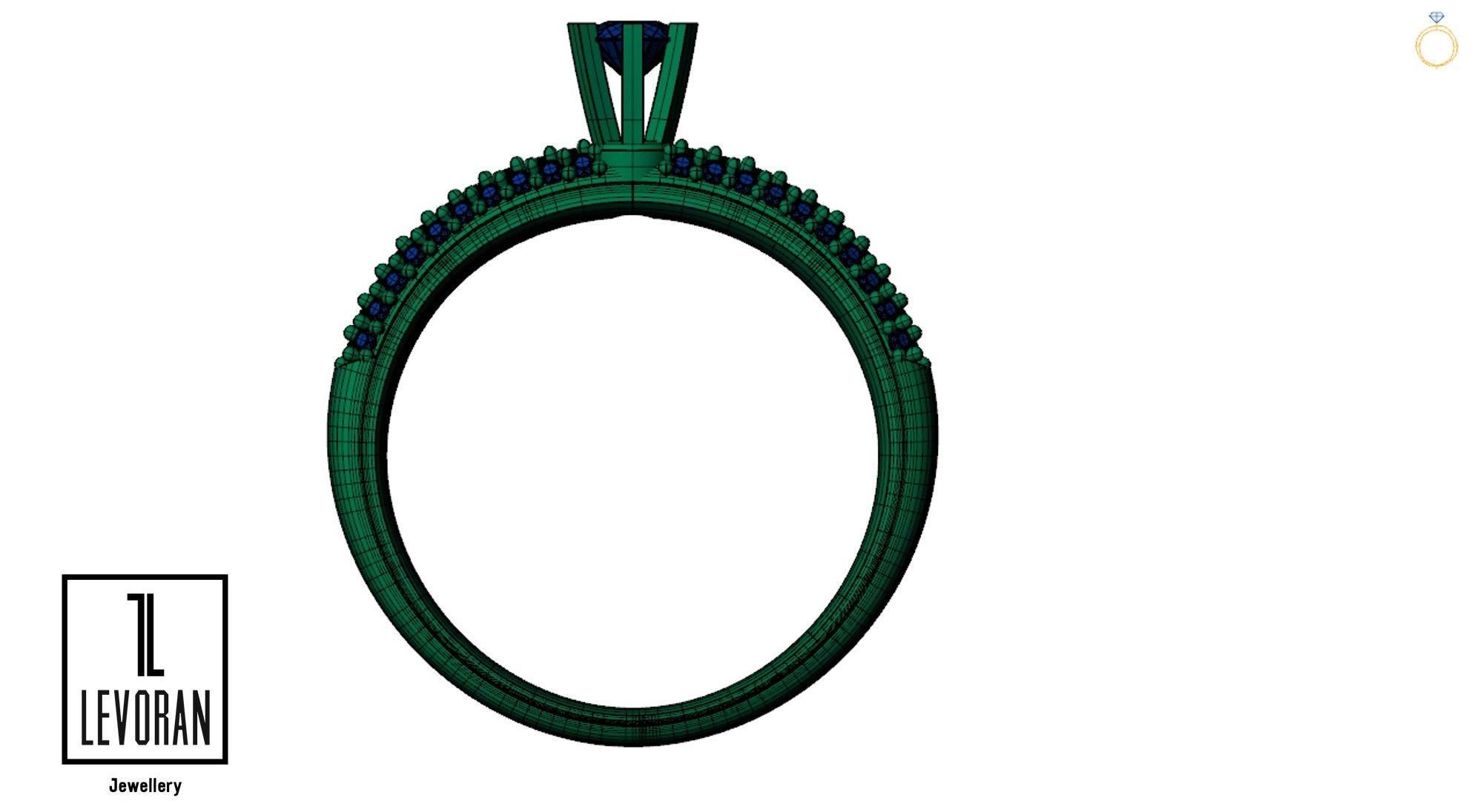 Solitaire pave ring stl file 3D print model_7