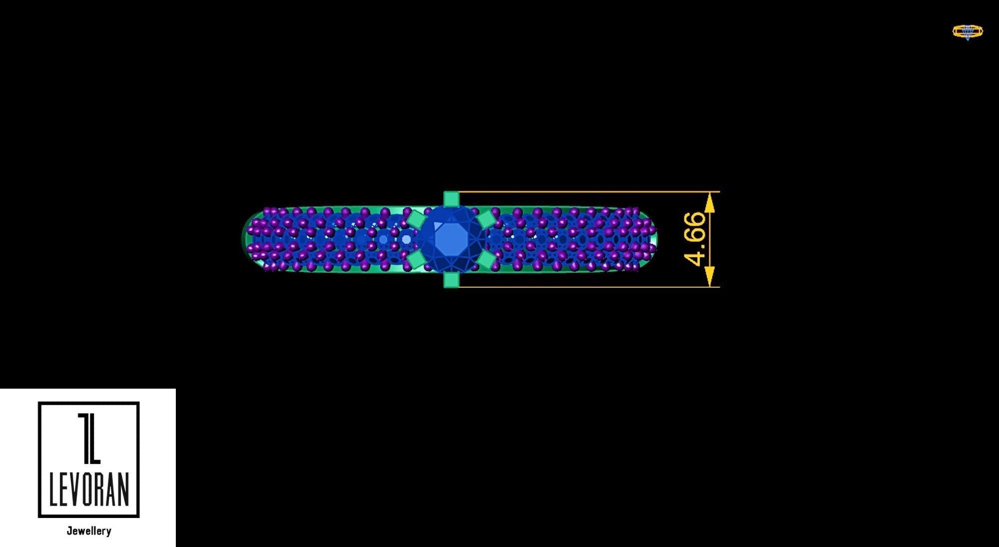 Solitaire pave ring stl file 3D print model_4