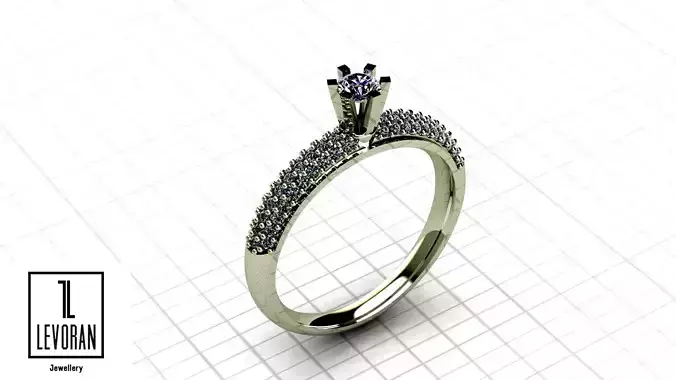 Solitaire pave ring stl file 3D print model